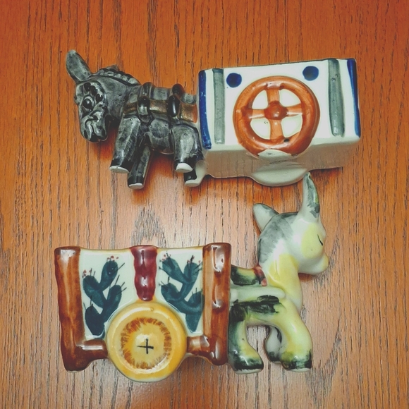 Set of 2 Donkey and Cart Figurine/Planter Vintage 1950s - Picture 2 of 5
